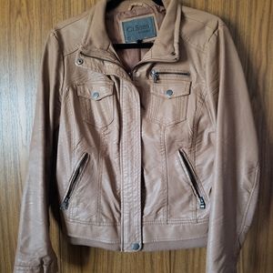(2/$20) Light Brown Faux Leather Jacket